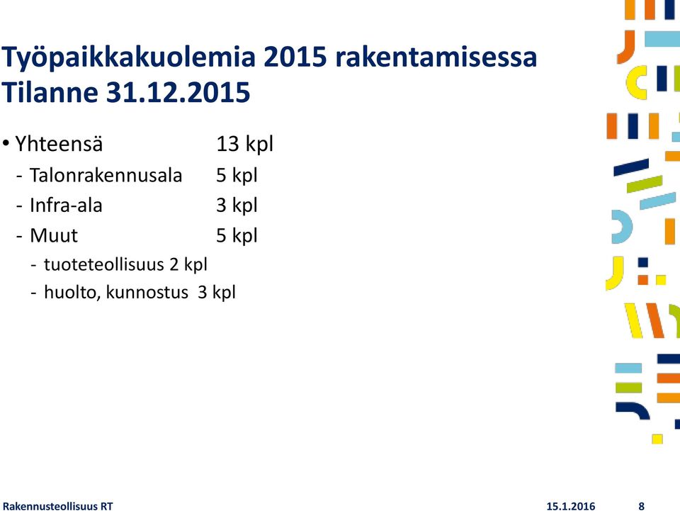 Infra-ala 3 kpl Muut 5 kpl tuoteteollisuus 2 kpl