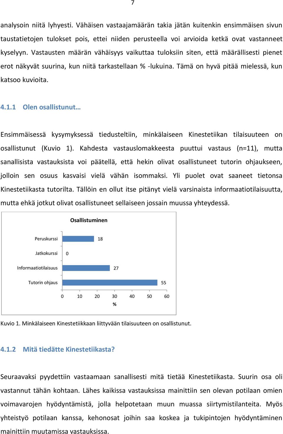 1 Olen osallistunut Ensimmäisessä kysymyksessä tiedusteltiin, minkälaiseen Kinestetiikan tilaisuuteen on osallistunut (Kuvio 1).