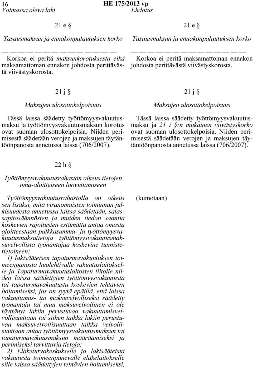 21 j Maksujen ulosottokelpoisuus Tässä laissa säädetty työttömyysvakuutusmaksu ja työttömyysvakuutusmaksun korotus ovat suoraan ulosottokelpoisia.