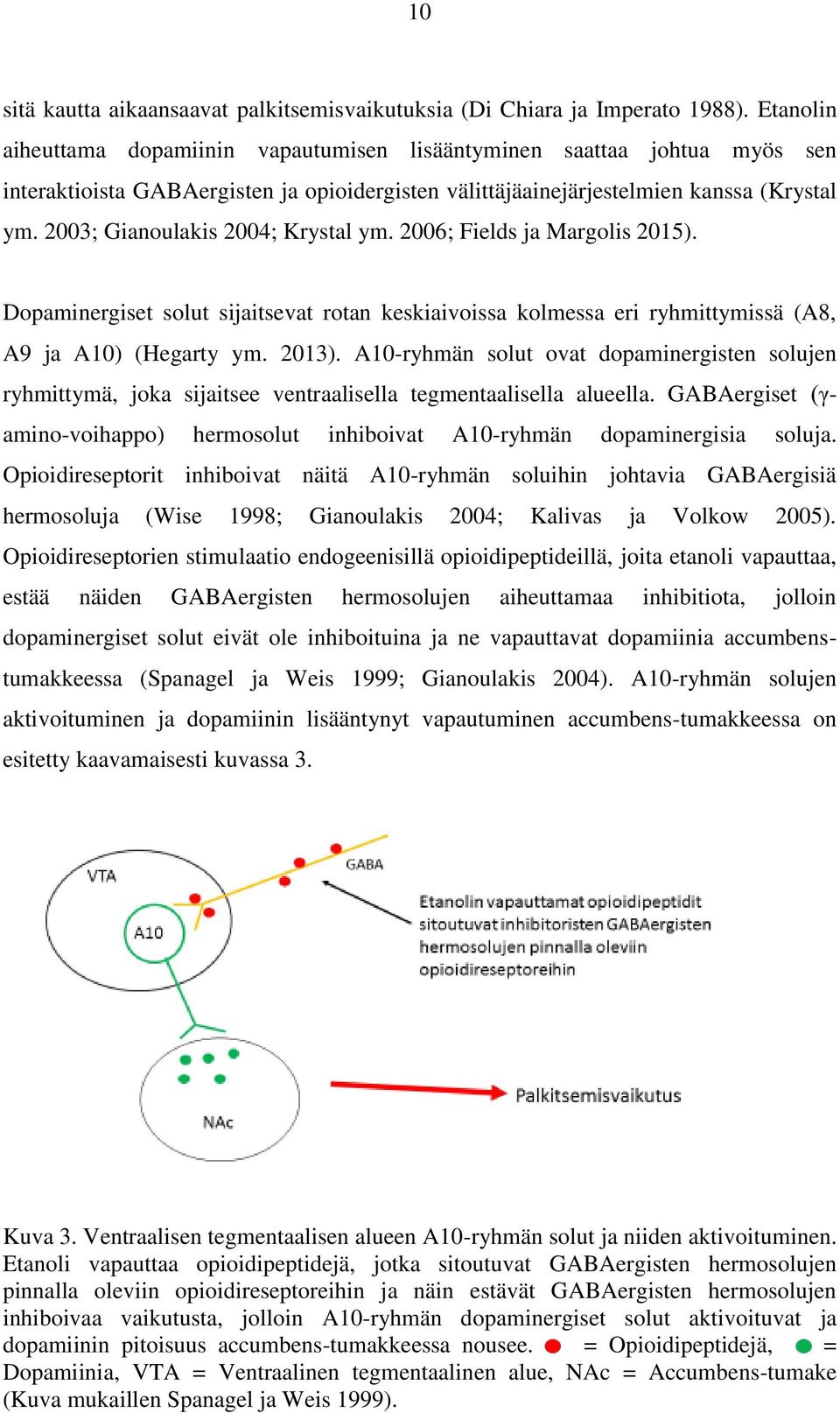 2003; Gianoulakis 2004; Krystal ym. 2006; Fields ja Margolis 2015). Dopaminergiset solut sijaitsevat rotan keskiaivoissa kolmessa eri ryhmittymissä (A8, A9 ja A10) (Hegarty ym. 2013).