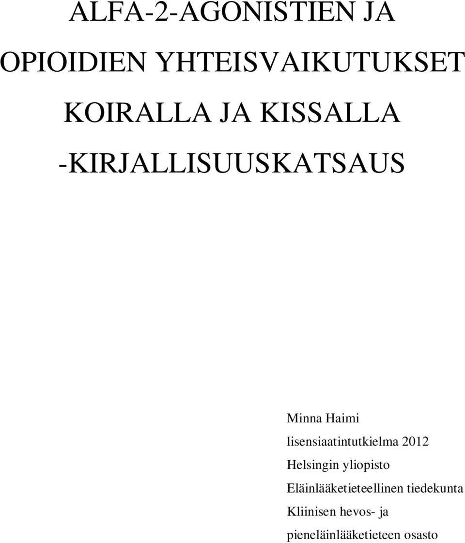 lisensiaatintutkielma 2012 Helsingin yliopisto