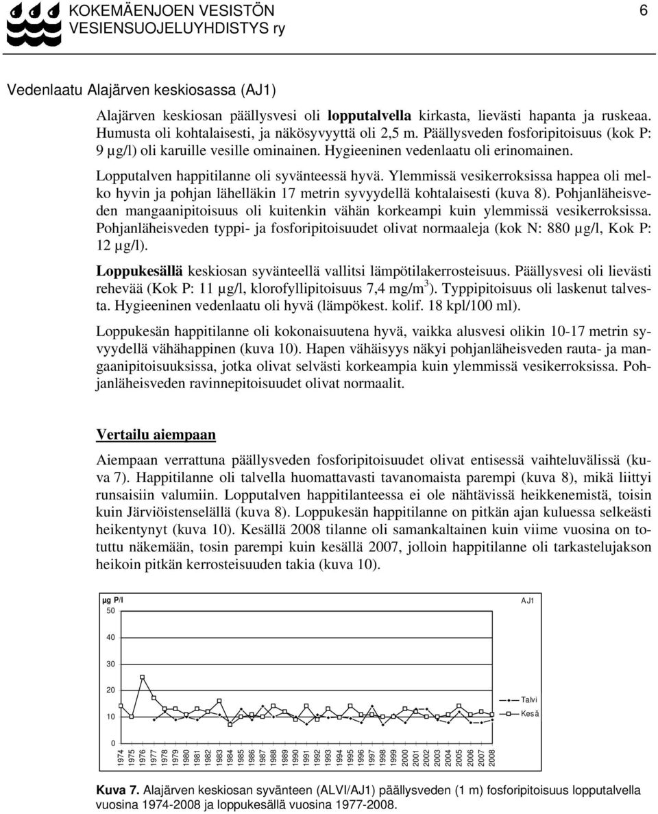 Ylemmissä vesikerroksissa happea oli melko hyvin ja pohjan lähelläkin 17 metrin syvyydellä kohtalaisesti (kuva 8).