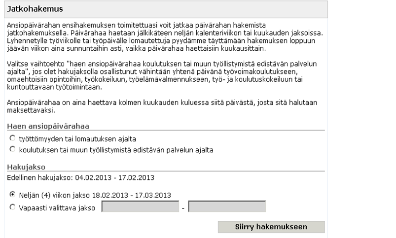 Hakemuksen lähettämisen jälkeen näet hakemuksesi käsittelyä varten tarvittavat liitteet listattuna sivulle. Voit halutessasi tulostaa ruudulla olevan sivun muistilapuksi Tulosta - näppäimellä.