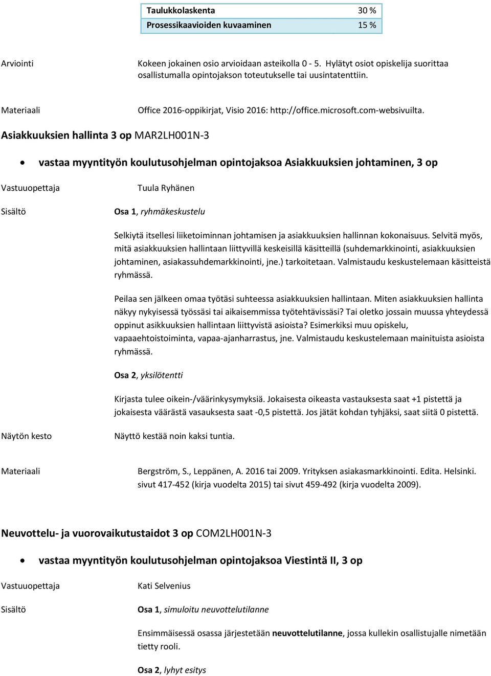 Asiakkuuksien hallinta 3 op MAR2LH001N-3 vastaa myyntityön koulutusohjelman opintojaksoa Asiakkuuksien johtaminen, 3 op Vastuuopettaja Sisältö Tuula Ryhänen Osa 1, ryhmäkeskustelu Selkiytä itsellesi