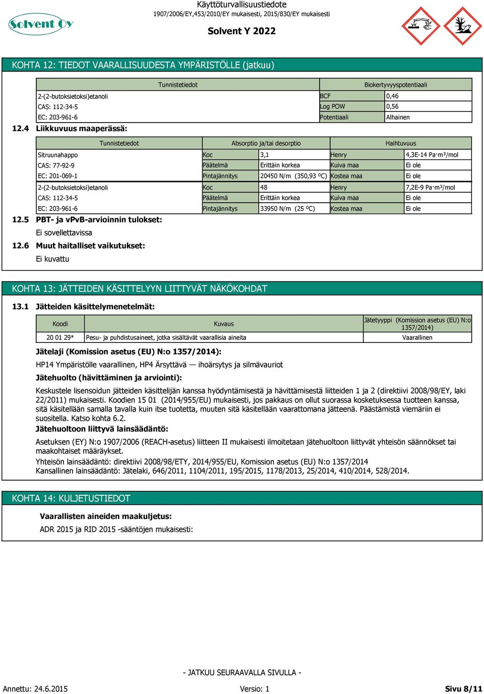 Kuiva maa 20450 N/m (350,93 ºC) Kostea maa 4,3E-14 Pa m³/mol Ei ole Ei ole 12.