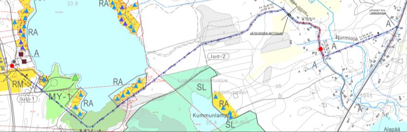 Vasemmalla ote VILMO tavoitesuunnitelman suosituskartasta 1:80 000.