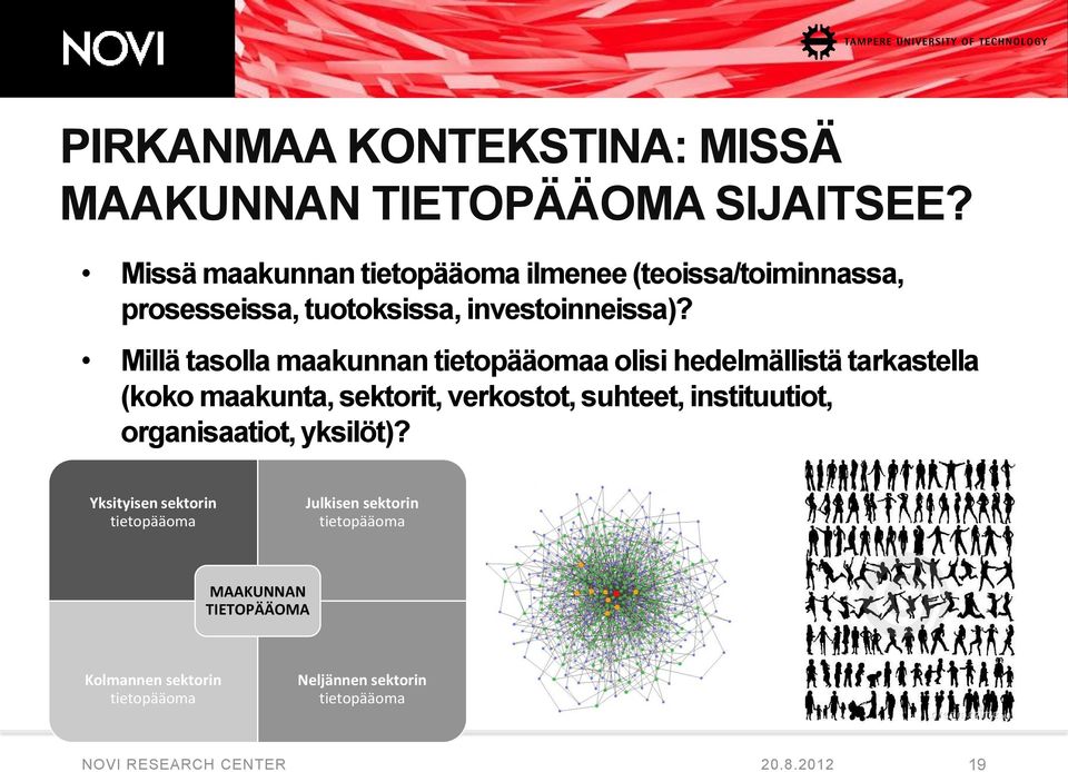 Millä tasolla maakunnan tietopääomaa olisi hedelmällistä tarkastella (koko maakunta, sektorit, verkostot, suhteet,