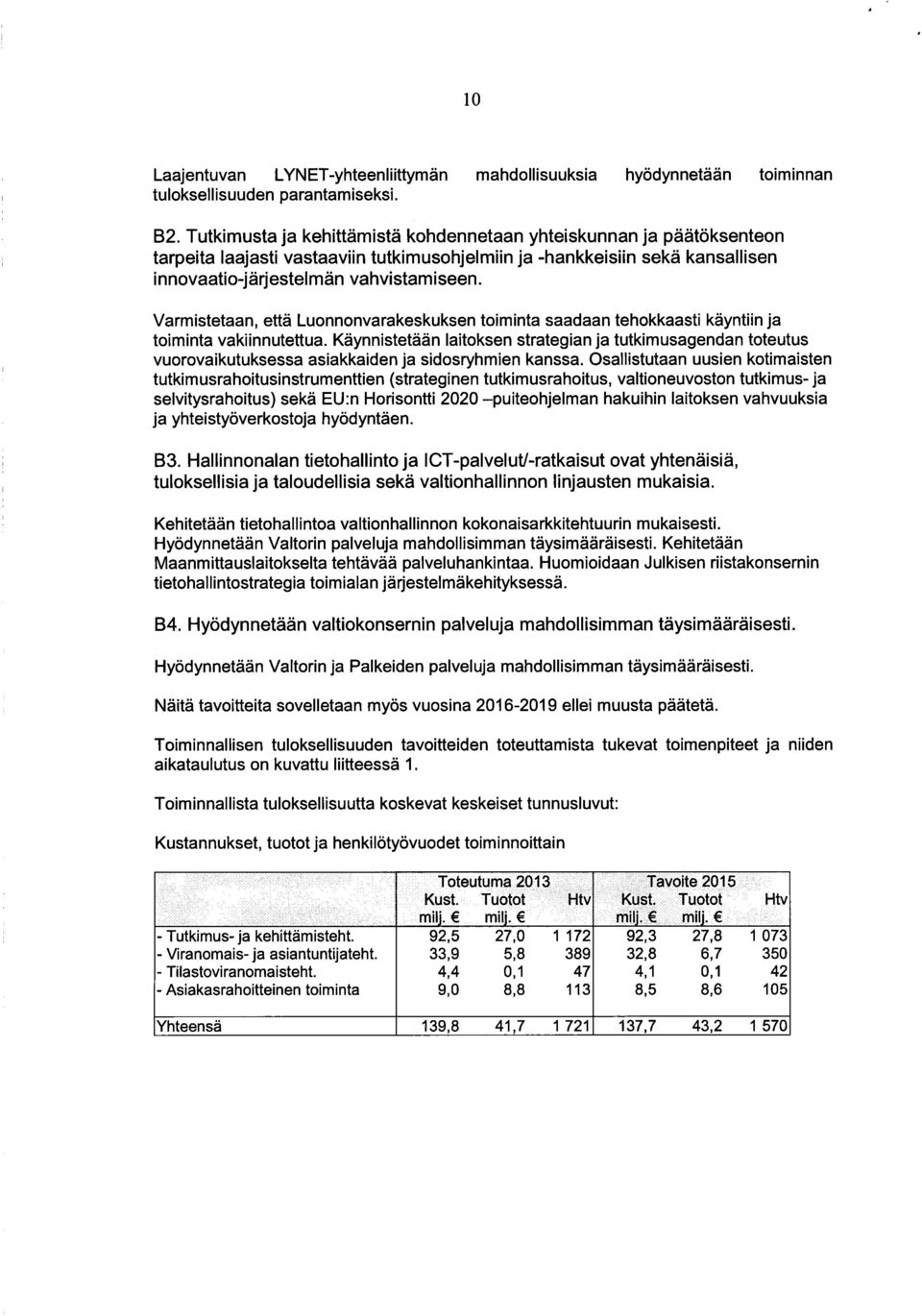 Varmistetaan, etta Luonnonvarakeskuksen toiminta saadaan tehokkaasti kayntiin ja toiminta vakiinnutettua.