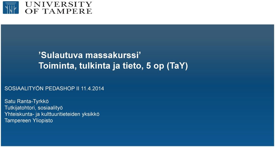 2014 Satu Ranta-Tyrkkö Tutkijatohtori, sosiaalityö