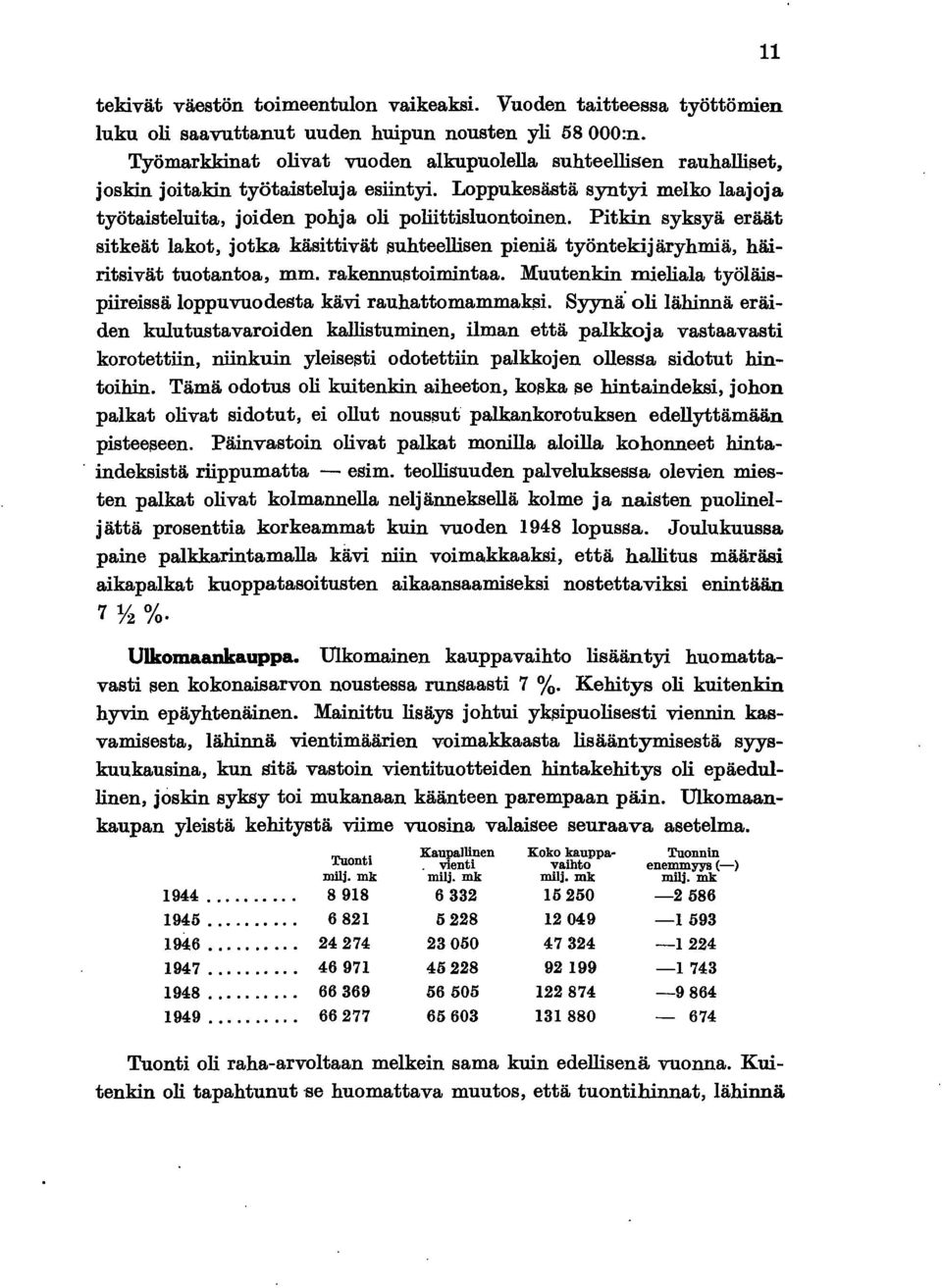 Pitkin syksyä eräät sitkeät lakot, jotka käsittivät luhteellisen pieniä työntekijäryhmiä, häiritsivät tuotantoa, mm. rakennustoimintaa.