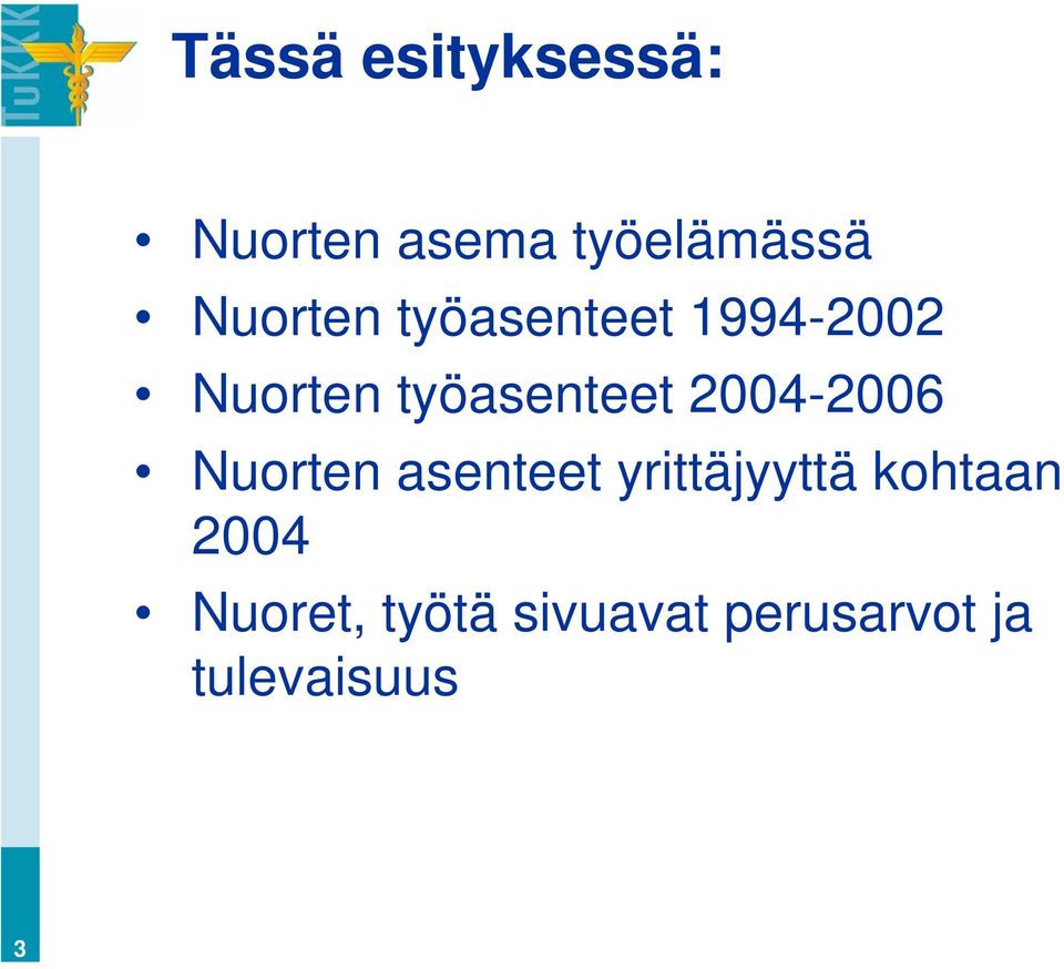 työasenteet 2004- Nuorten asenteet yrittäjyyttä