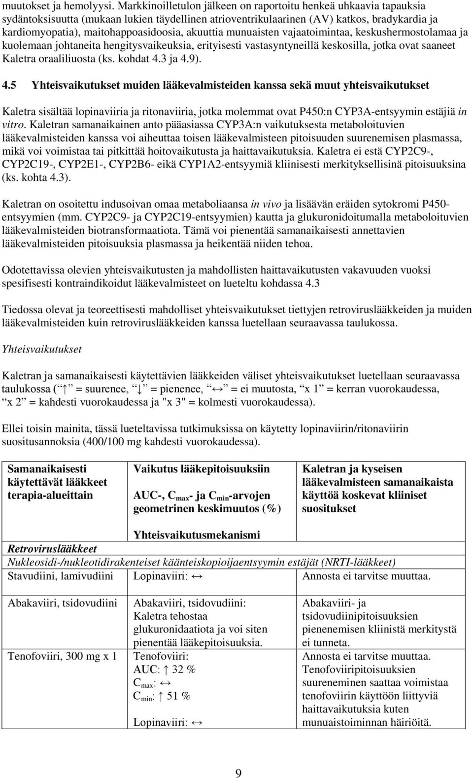 akuuttia munuaisten vajaatoimintaa, keskushermostolamaa ja kuolemaan johtaneita hengitysvaikeuksia, erityisesti vastasyntyneillä keskosilla, jotka ovat saaneet Kaletra oraaliliuosta (ks. kohdat 4.