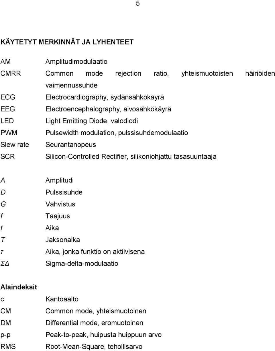 Silicon-Controlled Rectifier, silikoniohjattu tasasuuntaaja A D G f t T τ ΣΔ Amplitudi Pulssisuhde Vahvistus Taajuus Aika Jaksonaika Aika, jonka funktio on aktiivisena