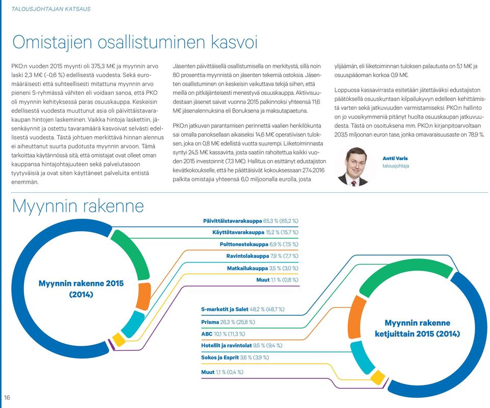 Keskeisin edellisestä vuodesta muuttunut asia oli päivittäistavarakaupan hintojen laskeminen. Vaikka hintoja laskettiin, jäsenkäynnit ja ostettu tavaramäärä kasvoivat selvästi edellisestä vuodesta.