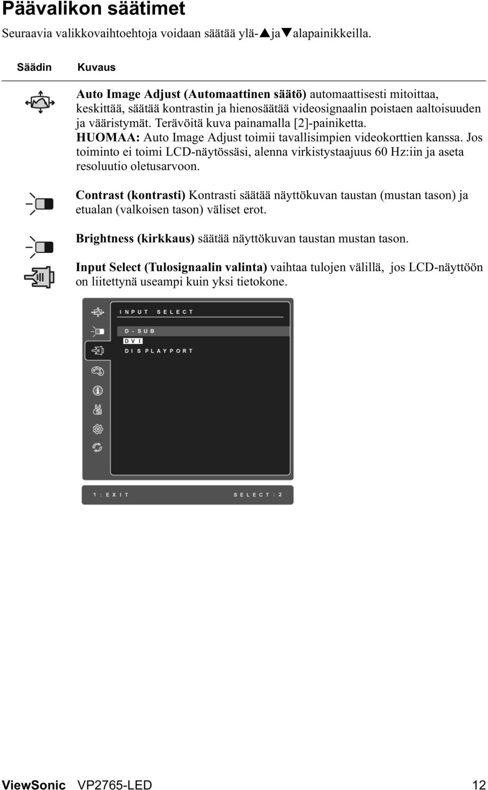 Terävöitä kuva painamalla [2]-painiketta. HUOMAA: Auto Image Adjust toimii tavallisimpien videokorttien kanssa.