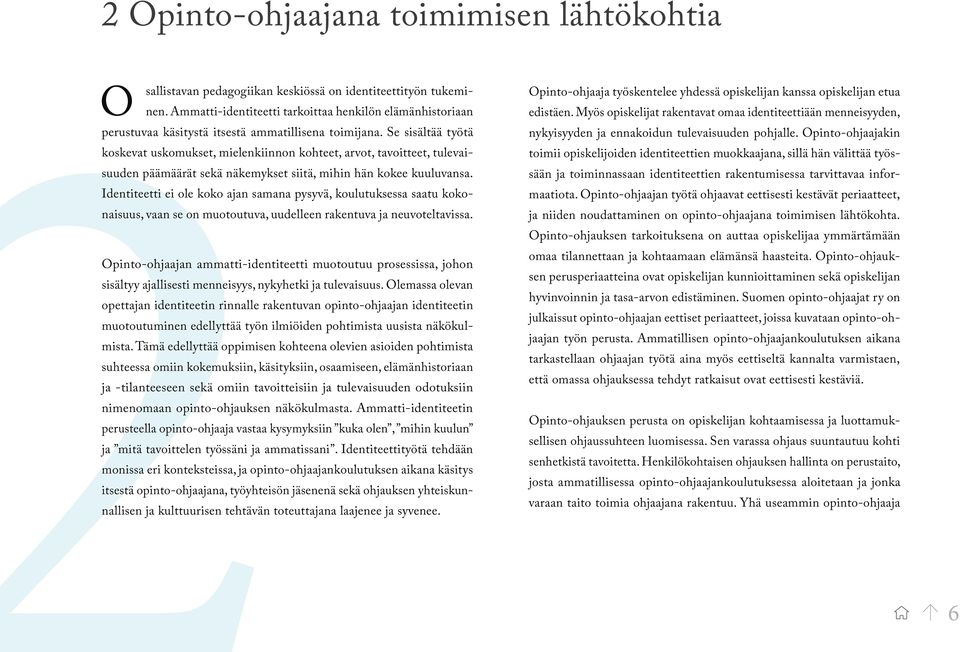 Se sisältää työtä koskevat uskomukset, mielenkiinnon kohteet, arvot, tavoitteet, tulevaisuuden päämäärät sekä näkemykset siitä, mihin hän kokee kuuluvansa.