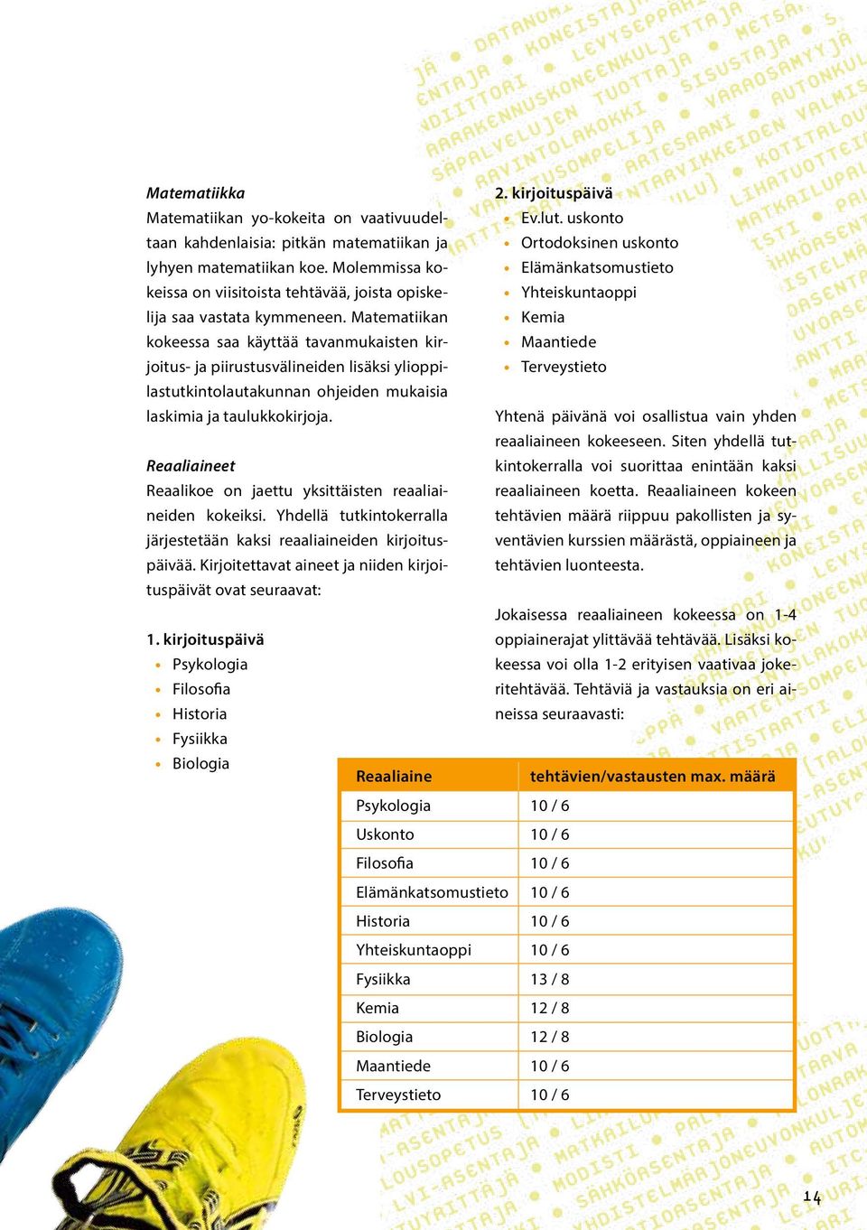 Matematiikan kokeessa saa käyttää tavanmukaisten kirjoitus- ja piirustusvälineiden lisäksi ylioppilastutkintolautakunnan 2. kirjoituspäivä Ev.lut.