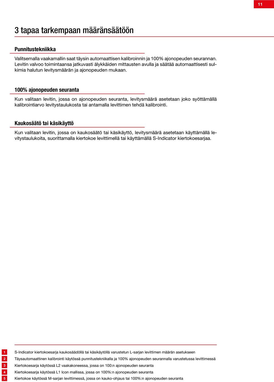 00% ajonopeuden seuranta Kun valitaan levitin, jossa on ajonopeuden seuranta, levitysmäärä asetetaan joko syöttämällä kalibrointiarvo levitystaulukosta tai antamalla levittimen tehdä kalibrointi.