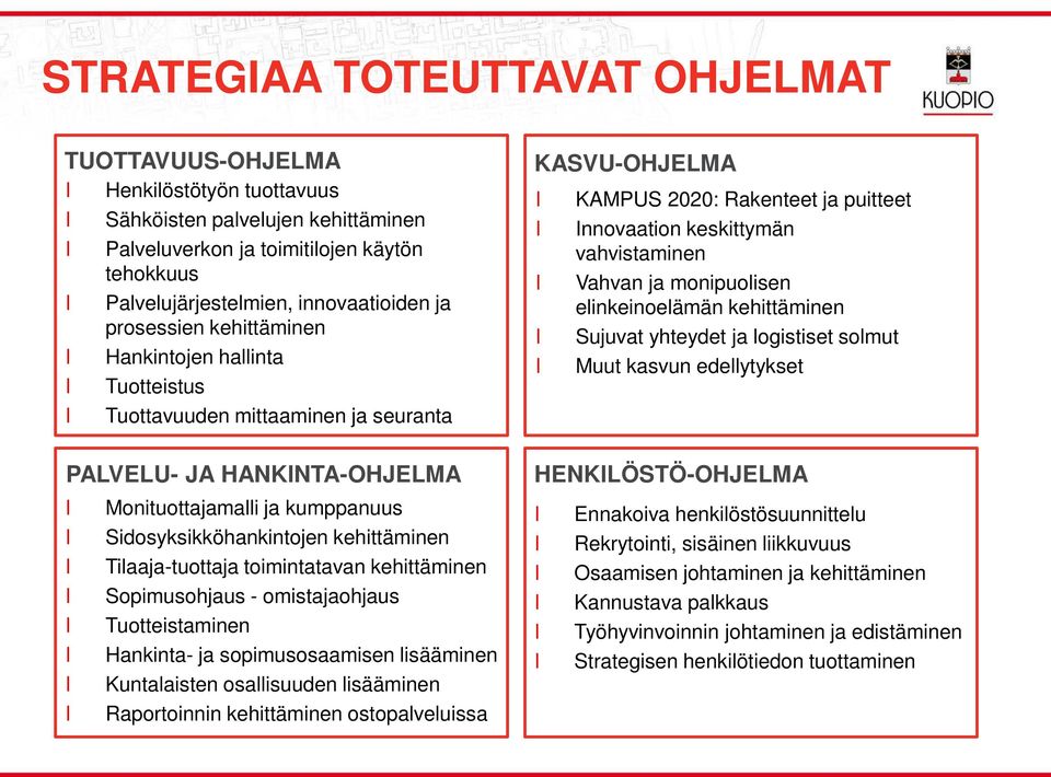 monipuoisen einkeinoeämän kehittäminen Sujuvat yhteydet ja ogistiset somut Muut kasvun edeytykset PALVELU- JA HANKINTA-OHJELMA Monituottajamai ja kumppanuus Sidosyksikköhankintojen kehittäminen