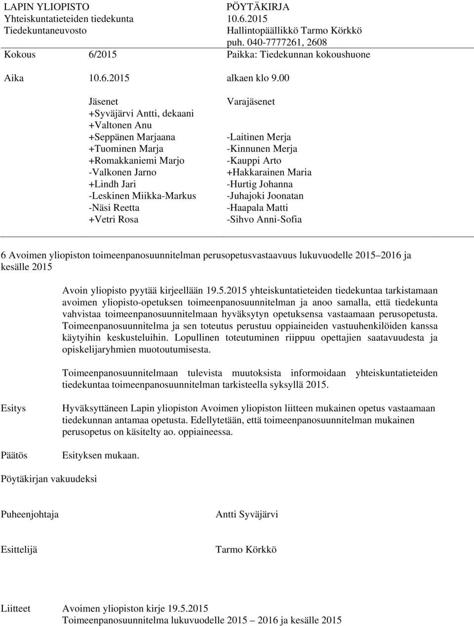 Avoin yliopisto pyytää kirjeellään 19.5.