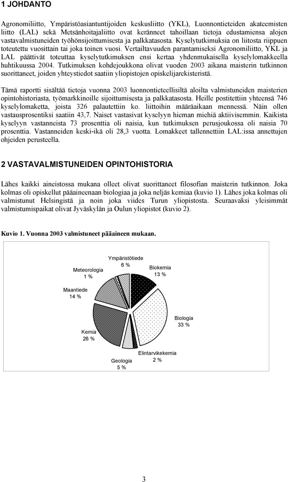 Vertailtavuuden parantamiseksi Agronomiliitto, YKL ja LAL päättivät toteuttaa kyselytutkimuksen ensi kertaa yhdenmukaisella kyselylomakkeella huhtikuussa 2004.