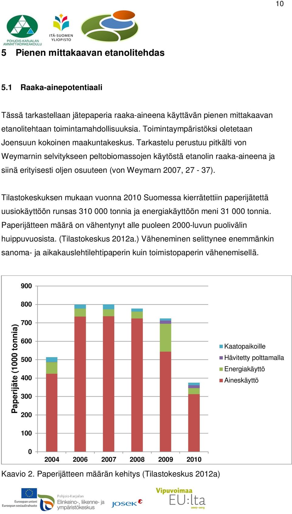 Tarkastelu perustuu pitkälti von Weymarnin selvitykseen peltobiomassojen käytöstä etanolin raaka-aineena ja siinä erityisesti oljen osuuteen (von Weymarn 2007, 27-37).
