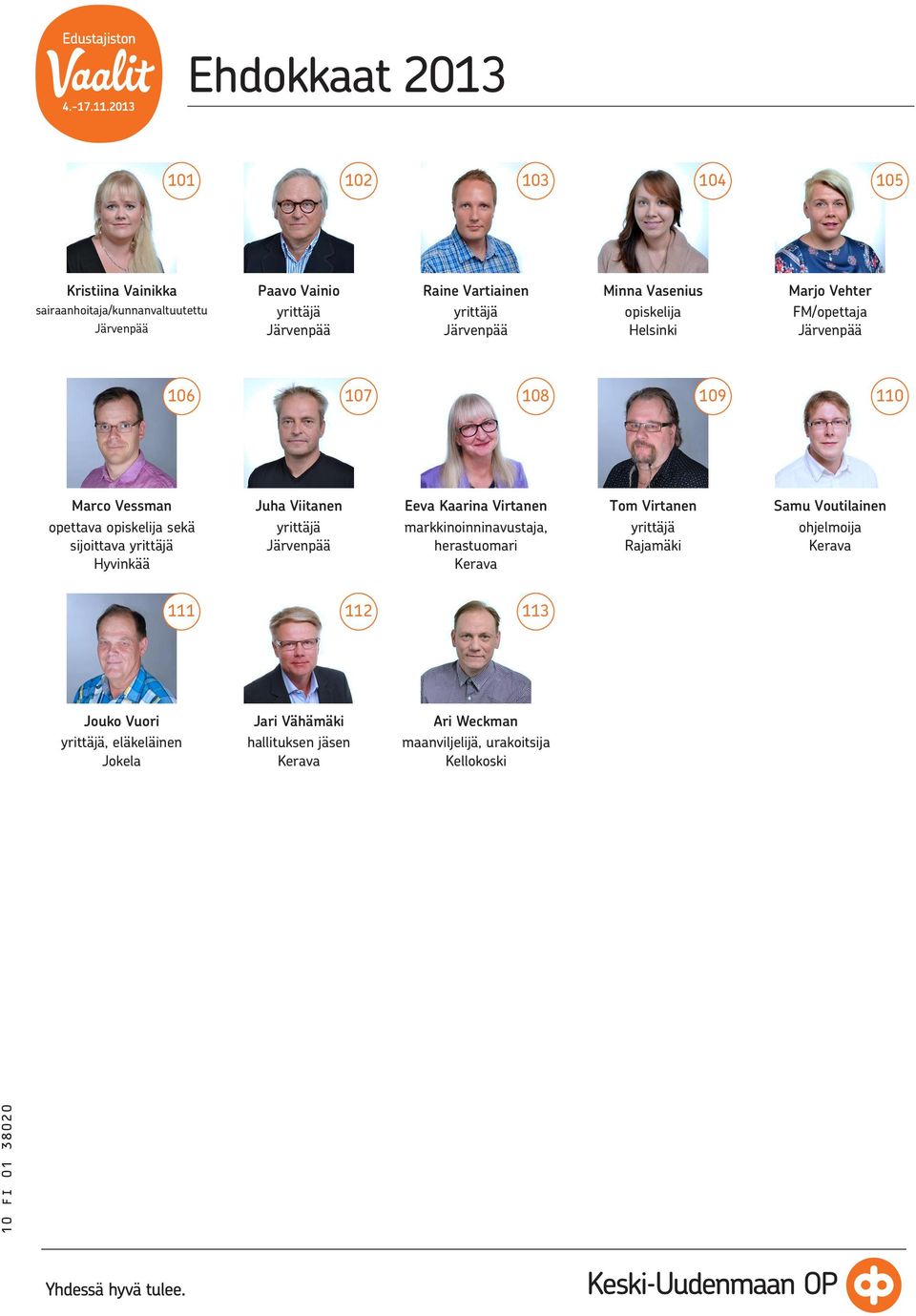 Juha Viitanen Eeva Kaarina Virtanen markkinoinninavustaja, herastuomari Tom Virtanen Samu Voutilainen