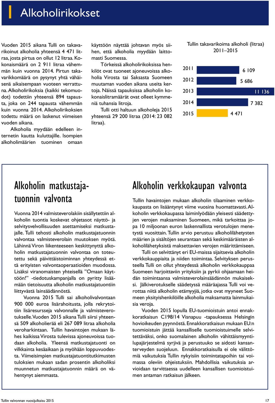 Alkoholirikoksien todettu määrä on laskenut viimeisen vuoden aikana. Alkoholia myydään edelleen internetin kautta kuluttajille.