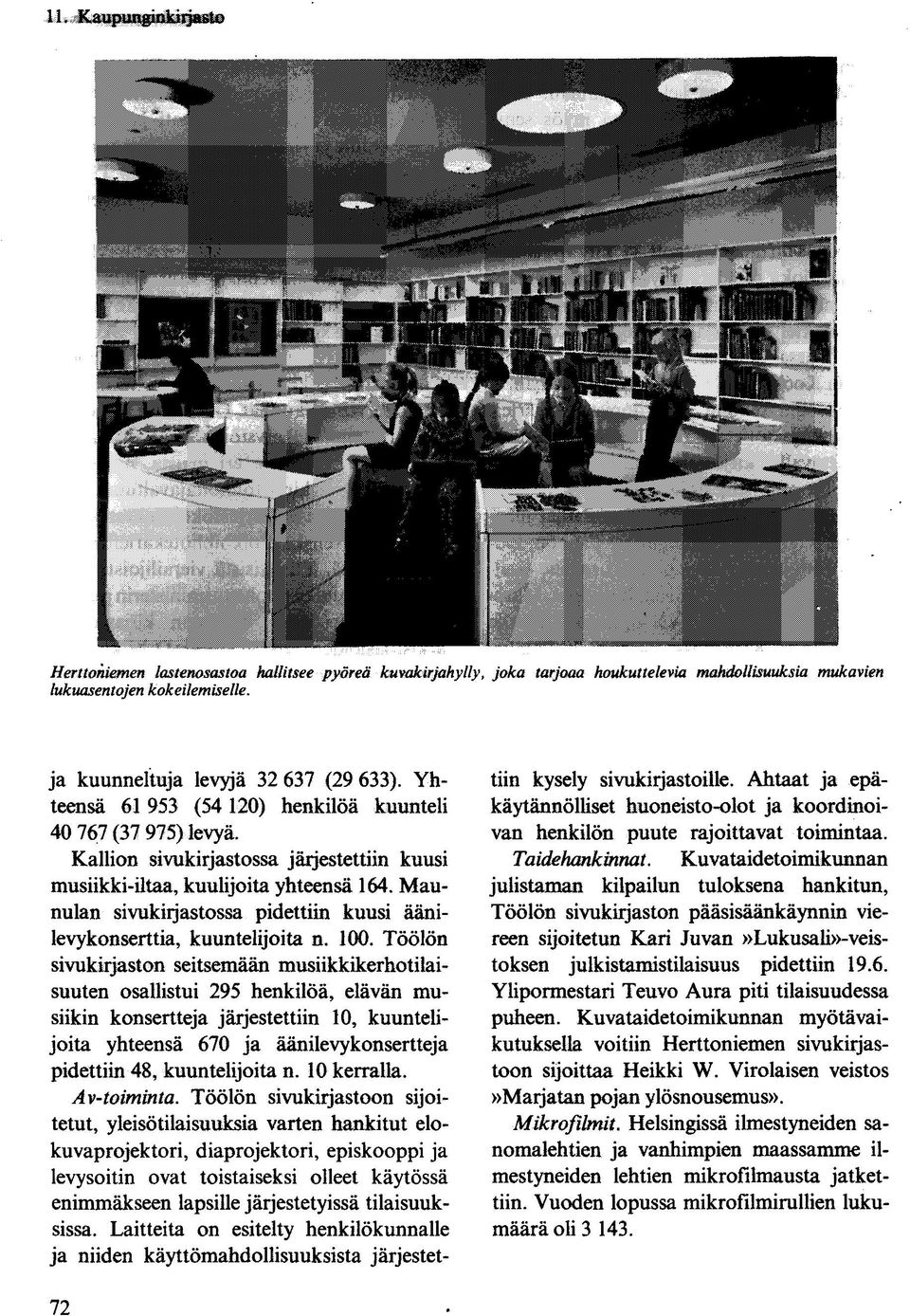Maunulan sivukiijastossa pidettiin kuusi äänilevykonserttia, kuuntelijoita n. 100.