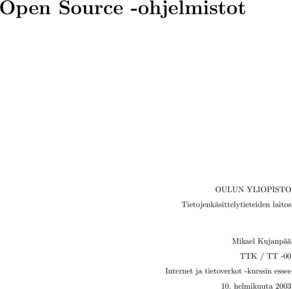 Kujanpää TTK / TT -00 Internet ja