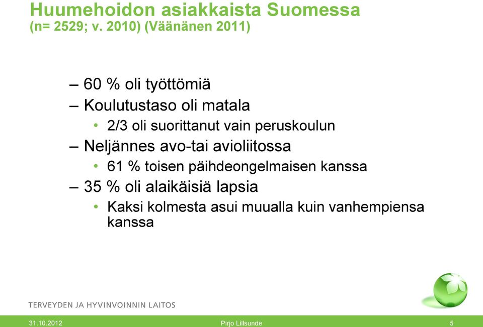 suorittanut vain peruskoulun Neljännes avo-tai avioliitossa 61 % toisen