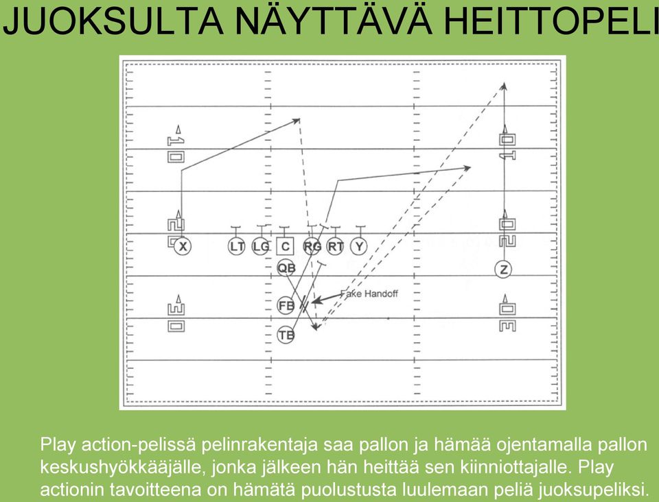 keskushyökkääjälle, jonka jälkeen hän heittää sen