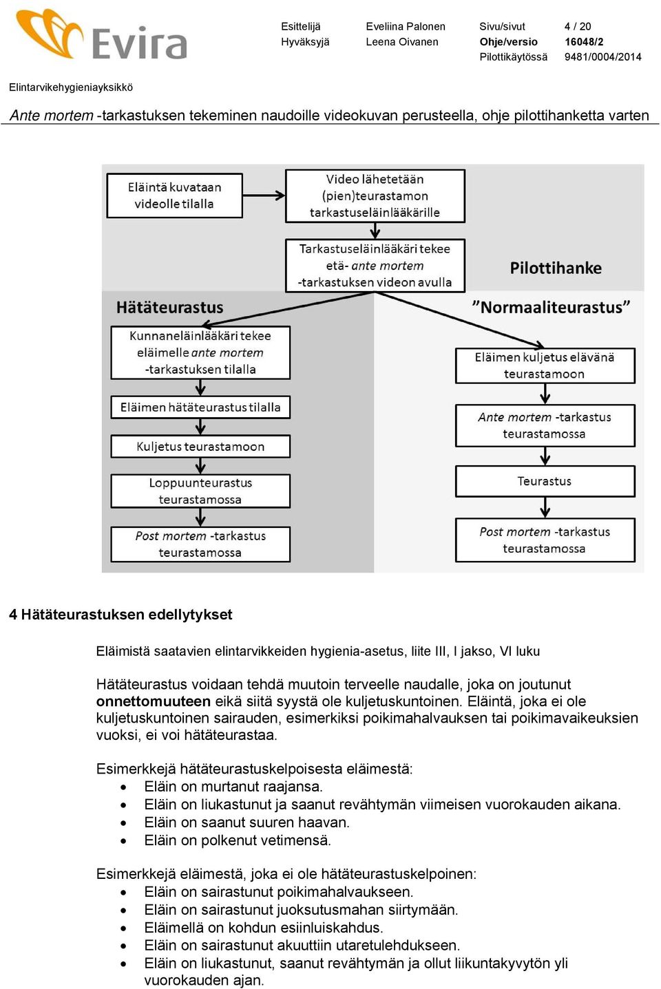 Eläintä, joka ei ole kuljetuskuntoinen sairauden, esimerkiksi poikimahalvauksen tai poikimavaikeuksien vuoksi, ei voi hätäteurastaa.