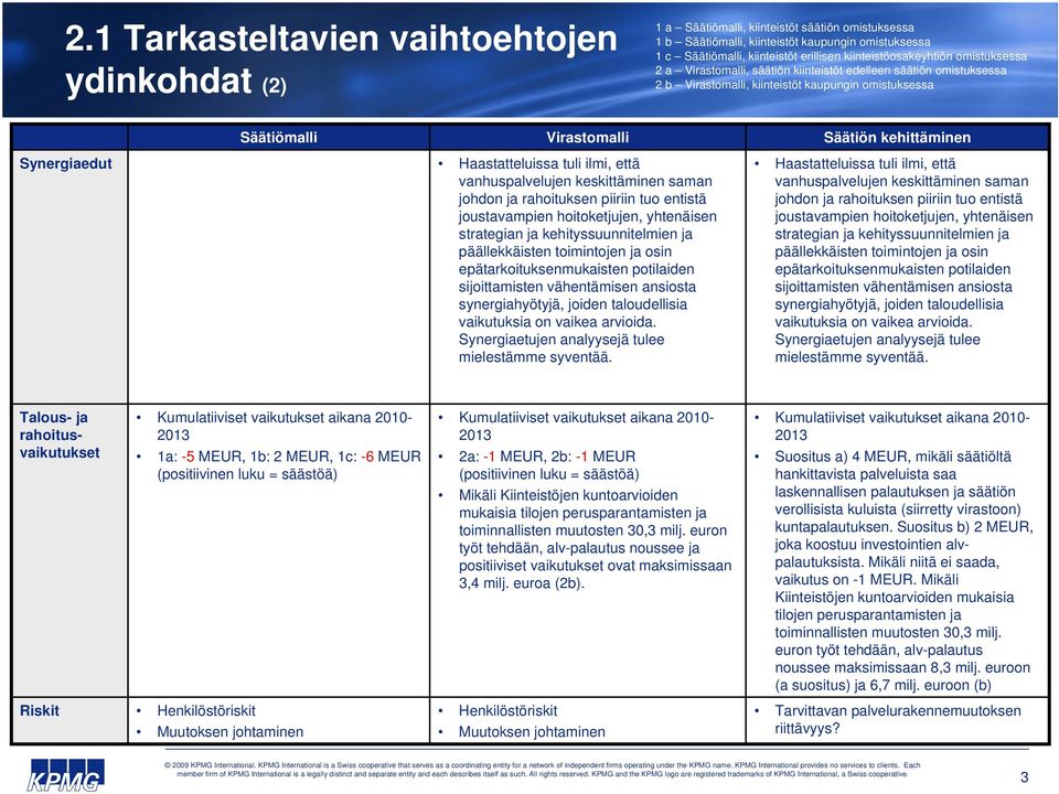 kehittäminen Synergiaedut Haastatteluissa tuli ilmi, että vanhuspalvelujen keskittäminen saman johdon ja rahoituksen piiriin tuo entistä joustavampien hoitoketjujen, yhtenäisen strategian ja