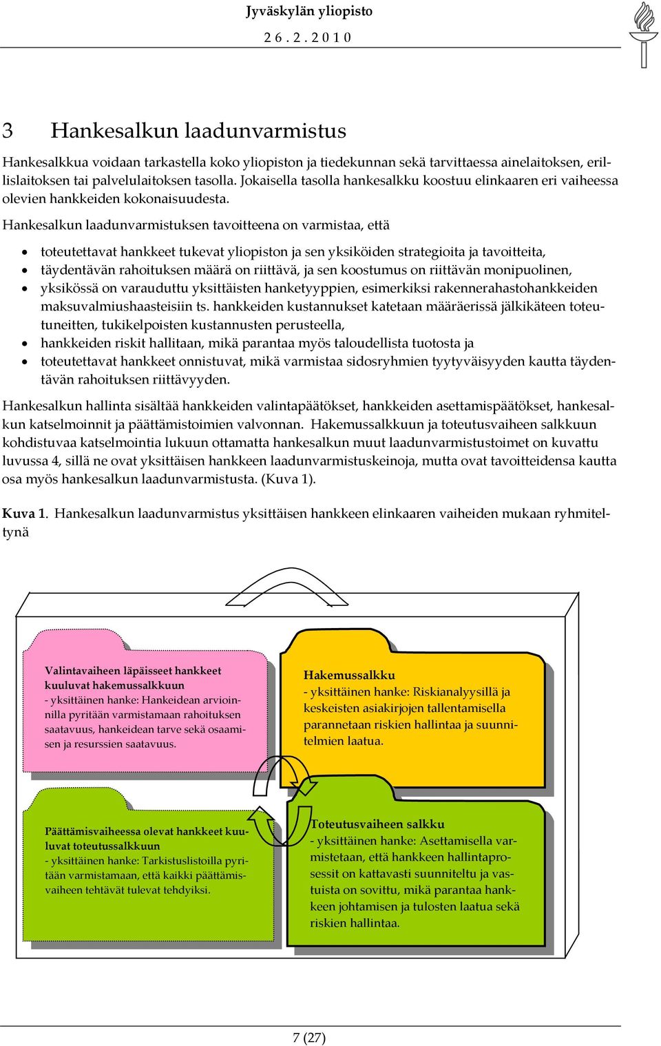Hankesalkun laadunvarmistuksen tavoitteena on varmistaa, että toteutettavat hankkeet tukevat yliopiston ja sen yksiköiden strategioita ja tavoitteita, täydentävän rahoituksen määrä on riittävä, ja