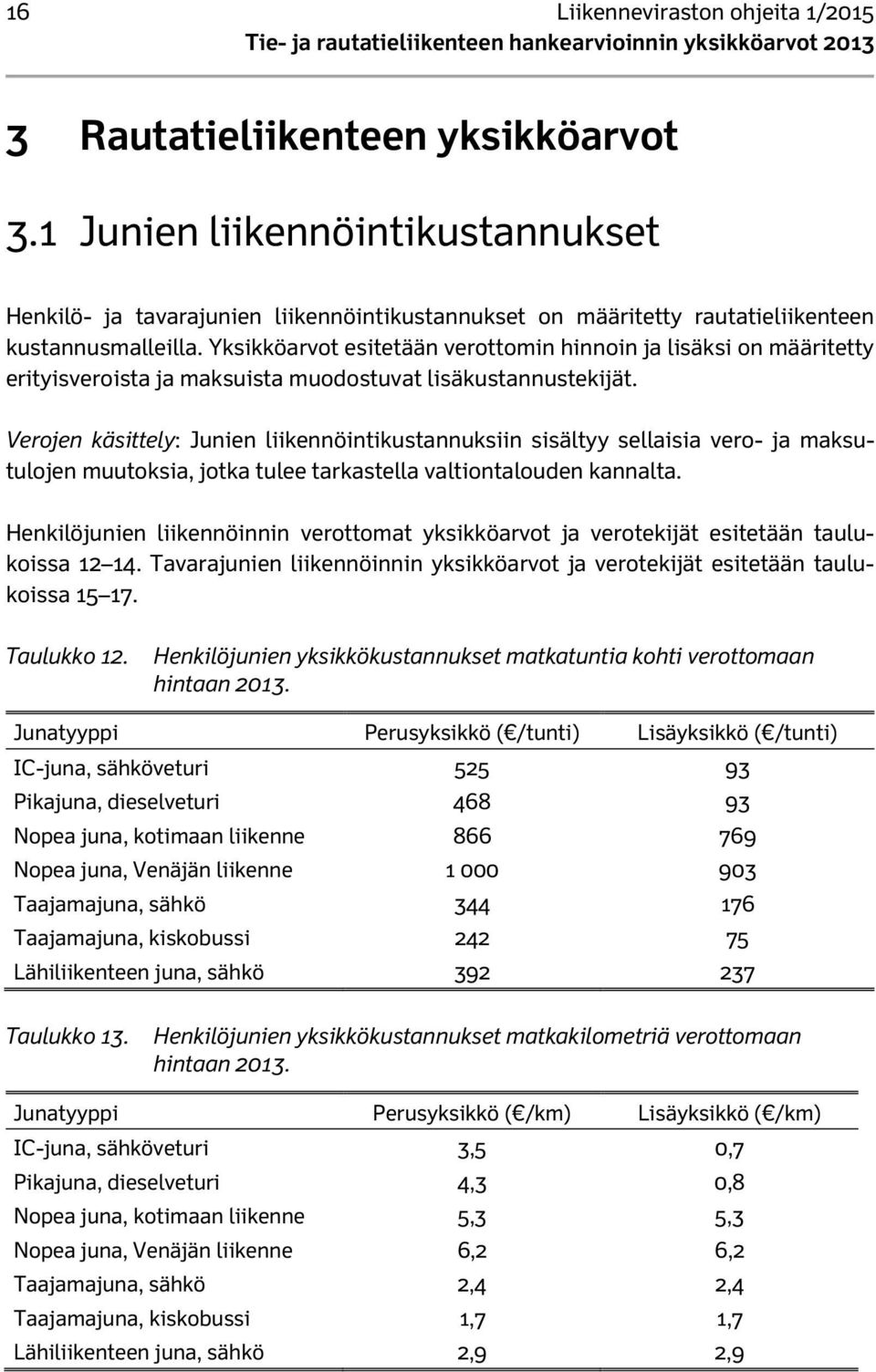 Yksikköarvot esitetään verottomin hinnoin ja lisäksi on määritetty erityisveroista ja maksuista muodostuvat lisäkustannustekijät.