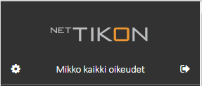 Toukokuu 2016 12 (54) 5.4 Kirjautuminen ulos ja käyttäjäasetukset NetTikon menun yläosasta löytyvät painikkeet uloskirjautumiselle sekä käyttäjäasetuksille.