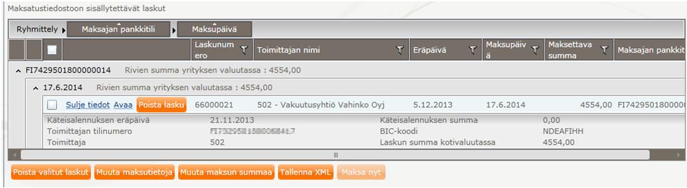 Toukokuu 2016 45 (54) Käyttäjä pääsee Laskun tiedot-sivulle käyttämällä Avaa-painiketta laskurivillä.