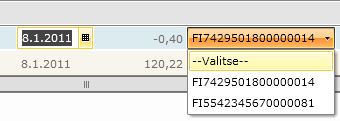 Oletuksena tiedot ryhmitellään maksutilin ja maksupäivän mukaisesti.