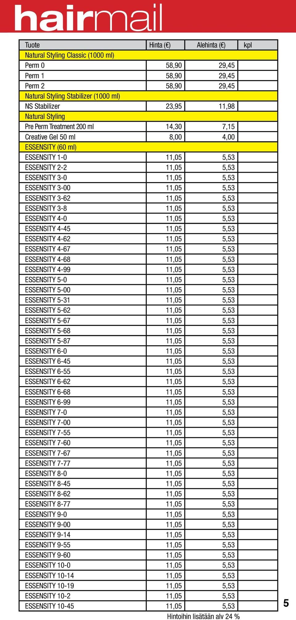 11,05 5,53 ESSENSITY 4-0 11,05 5,53 ESSENSITY 4-45 11,05 5,53 ESSENSITY 4-62 11,05 5,53 ESSENSITY 4-67 11,05 5,53 ESSENSITY 4-68 11,05 5,53 ESSENSITY 4-99 11,05 5,53 ESSENSITY 5-0 11,05 5,53