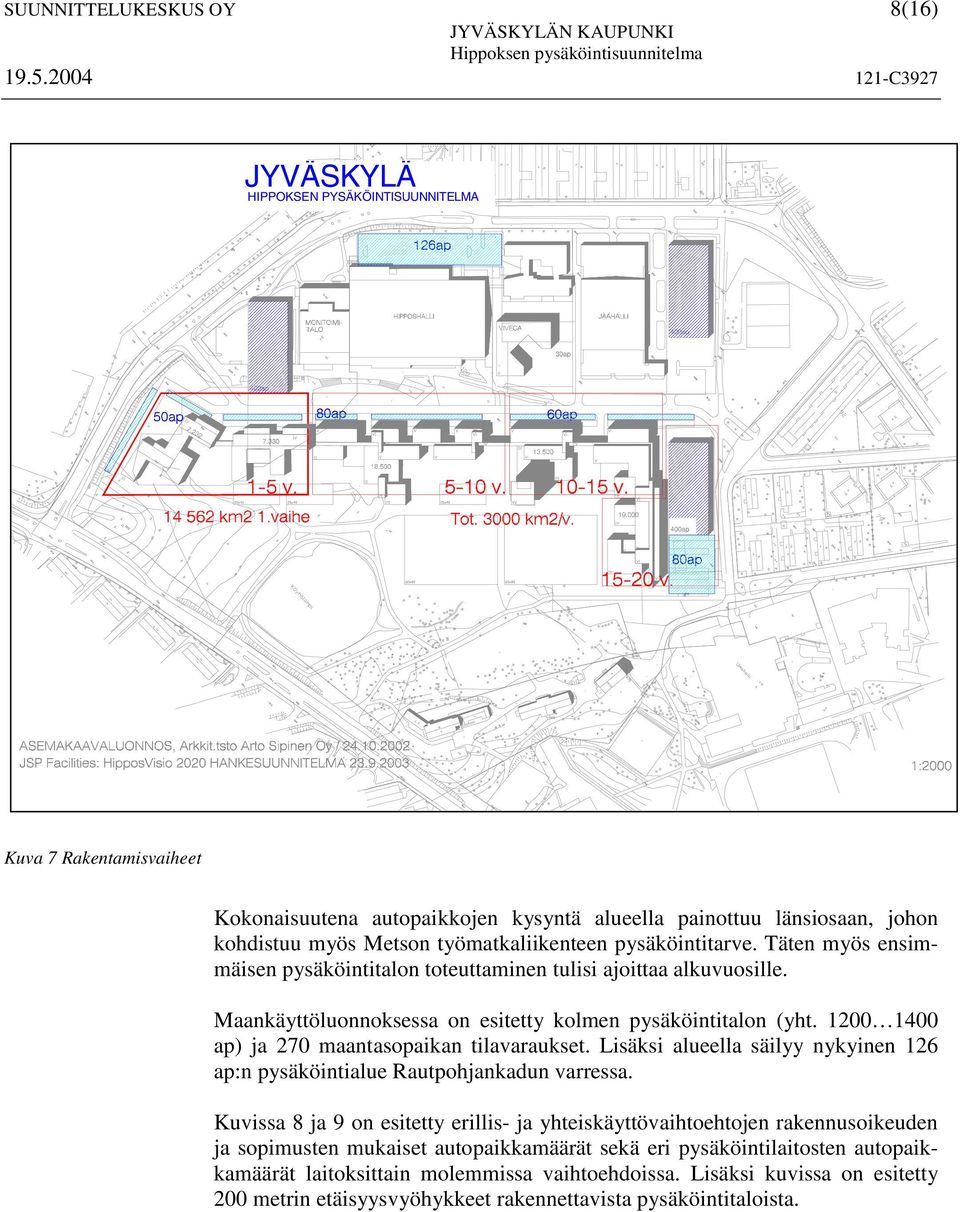 1200 1400 ap) ja 270 maantasopaikan tilavaraukset. Lisäksi alueella säilyy nykyinen 126 ap:n pysäköintialue Rautpohjankadun varressa.