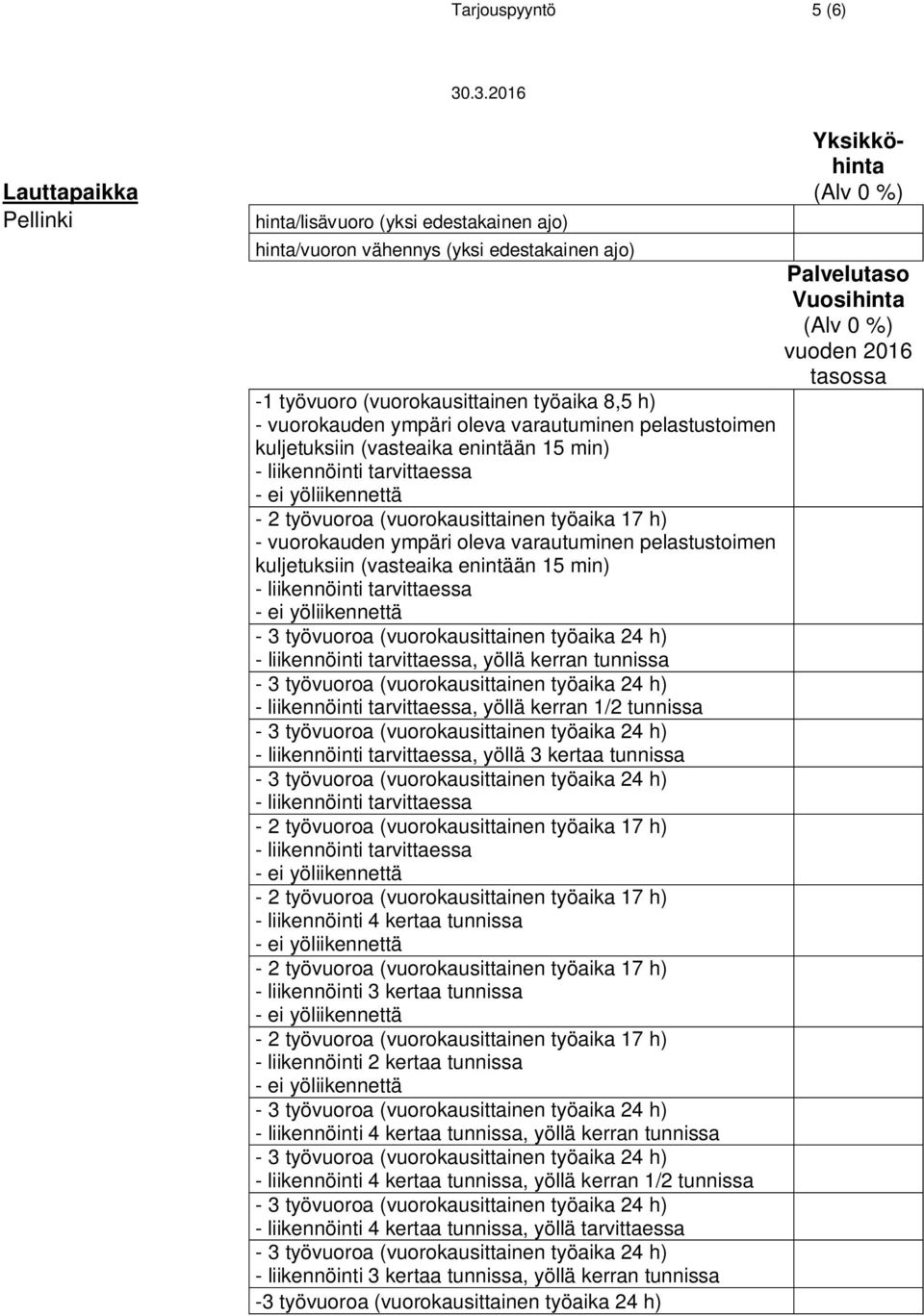 tunnissa - liikennöinti 4 kertaa tunnissa, yöllä kerran tunnissa - liikennöinti 4 kertaa tunnissa, yöllä kerran 1/2 tunnissa - liikennöinti 4 kertaa tunnissa, yöllä