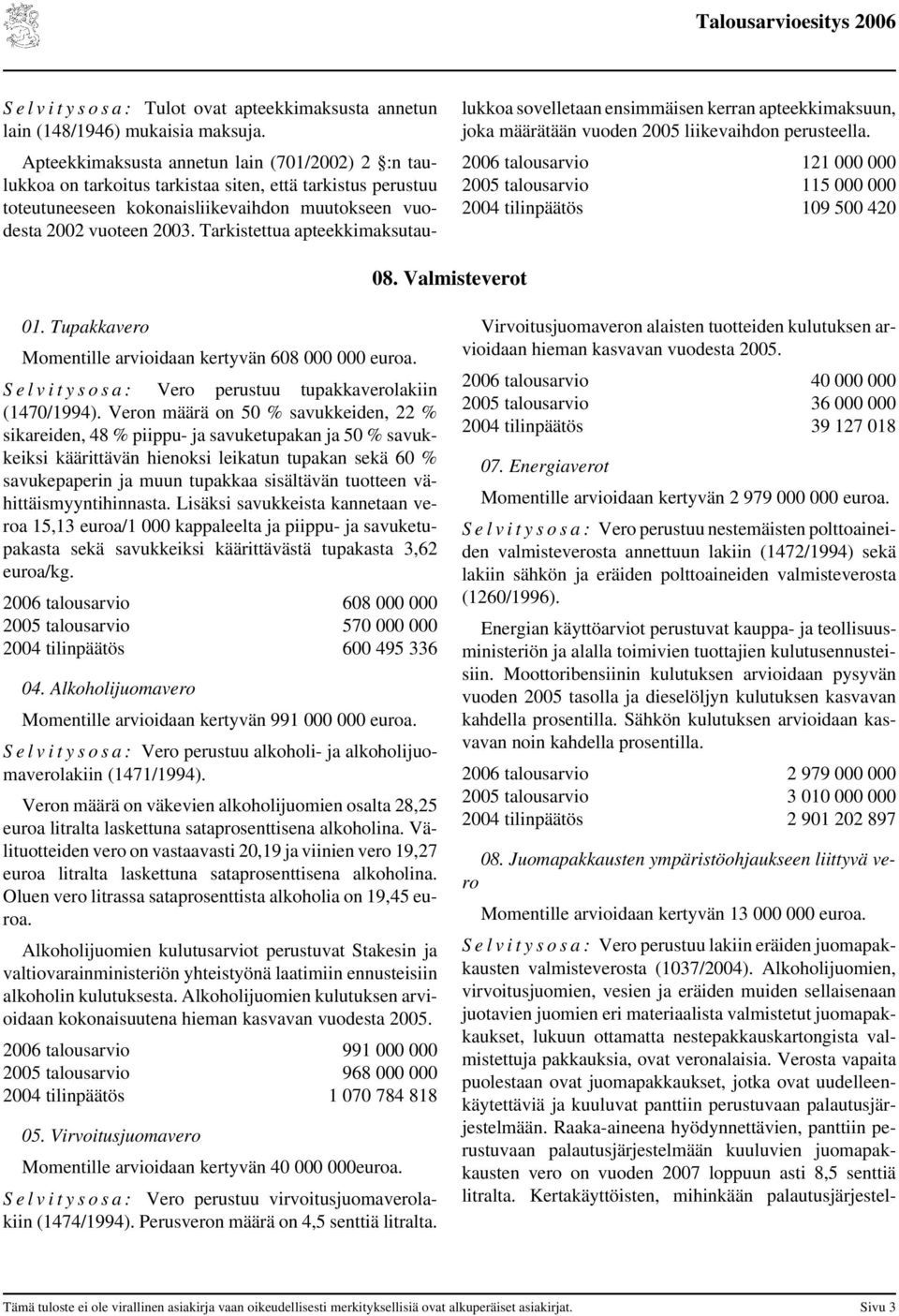 Tarkistettua apteekkimaksutaulukkoa sovelletaan ensimmäisen kerran apteekkimaksuun, joka määrätään vuoden 2005 liikevaihdon perusteella.