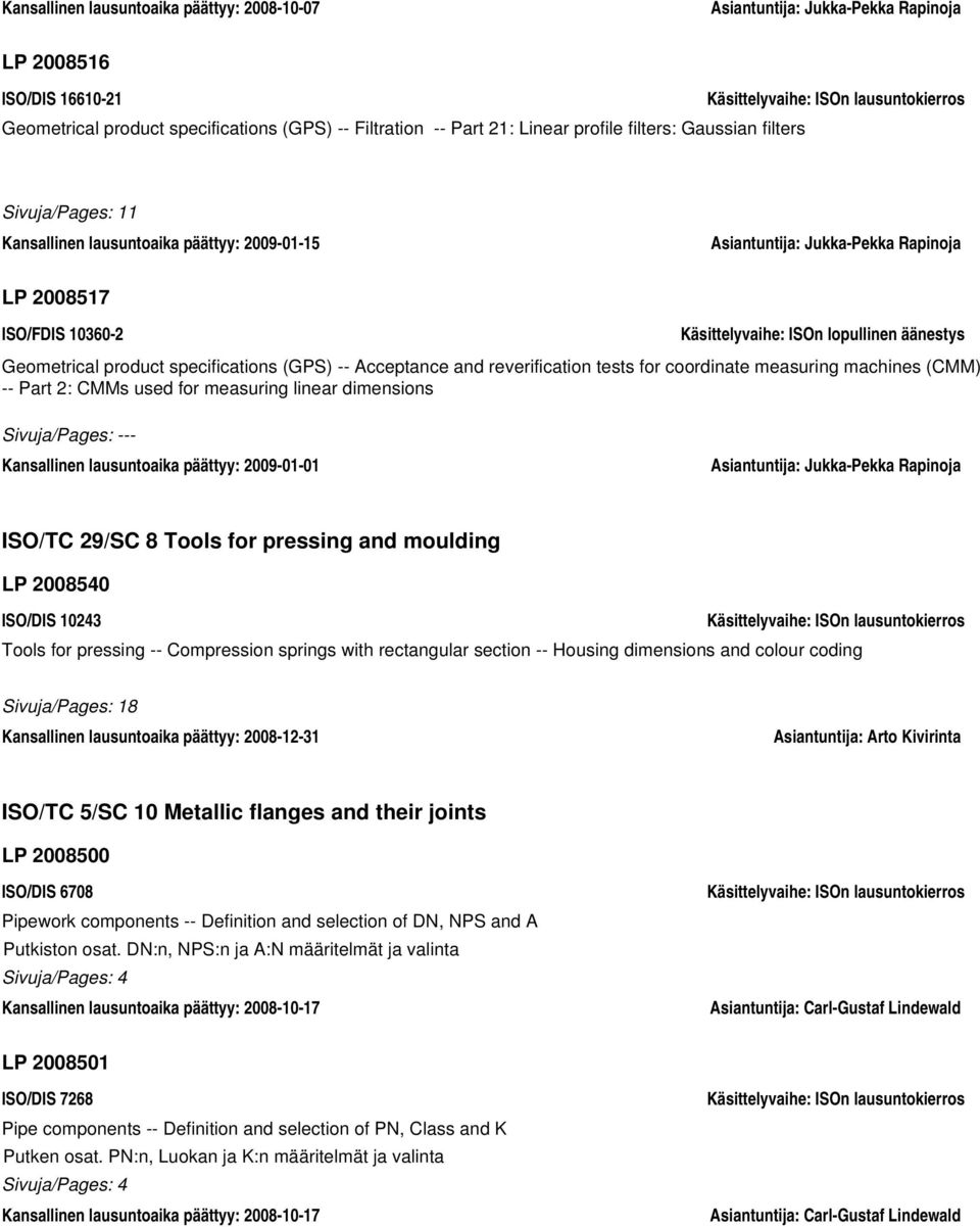 lopullinen äänestys Geometrical product specifications (GPS) -- Acceptance and reverification tests for coordinate measuring machines (CMM) -- Part 2: CMMs used for measuring linear dimensions