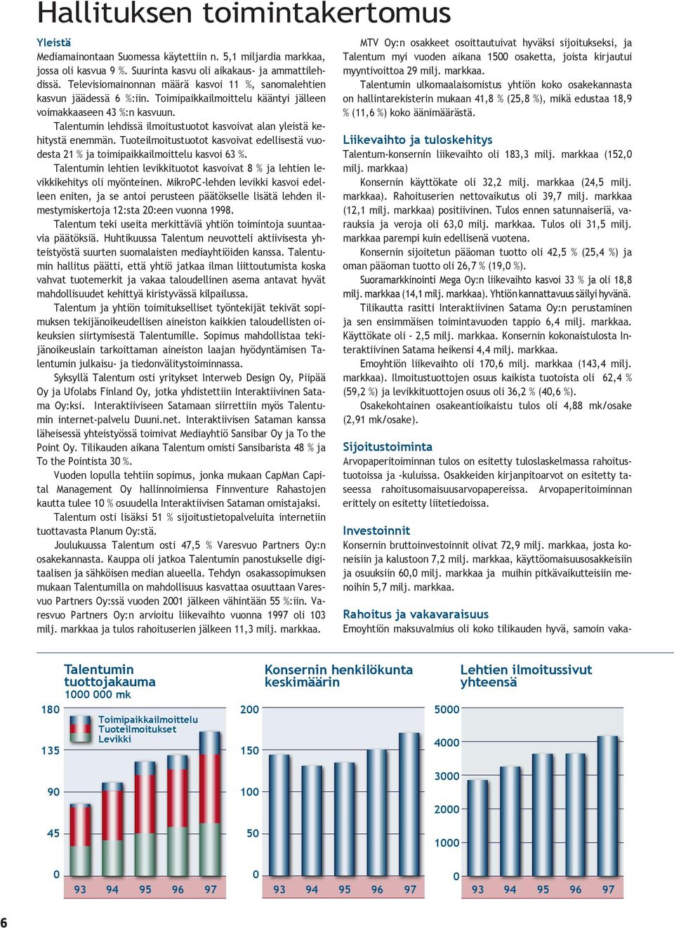 Talentumin lehdissš ilmoitustuotot kasvoivat alan yleistš kehitystš enemmšn. Tuoteilmoitustuotot kasvoivat edellisestš vuodesta 21 % ja toimipaikkailmoittelu kasvoi 63 %.