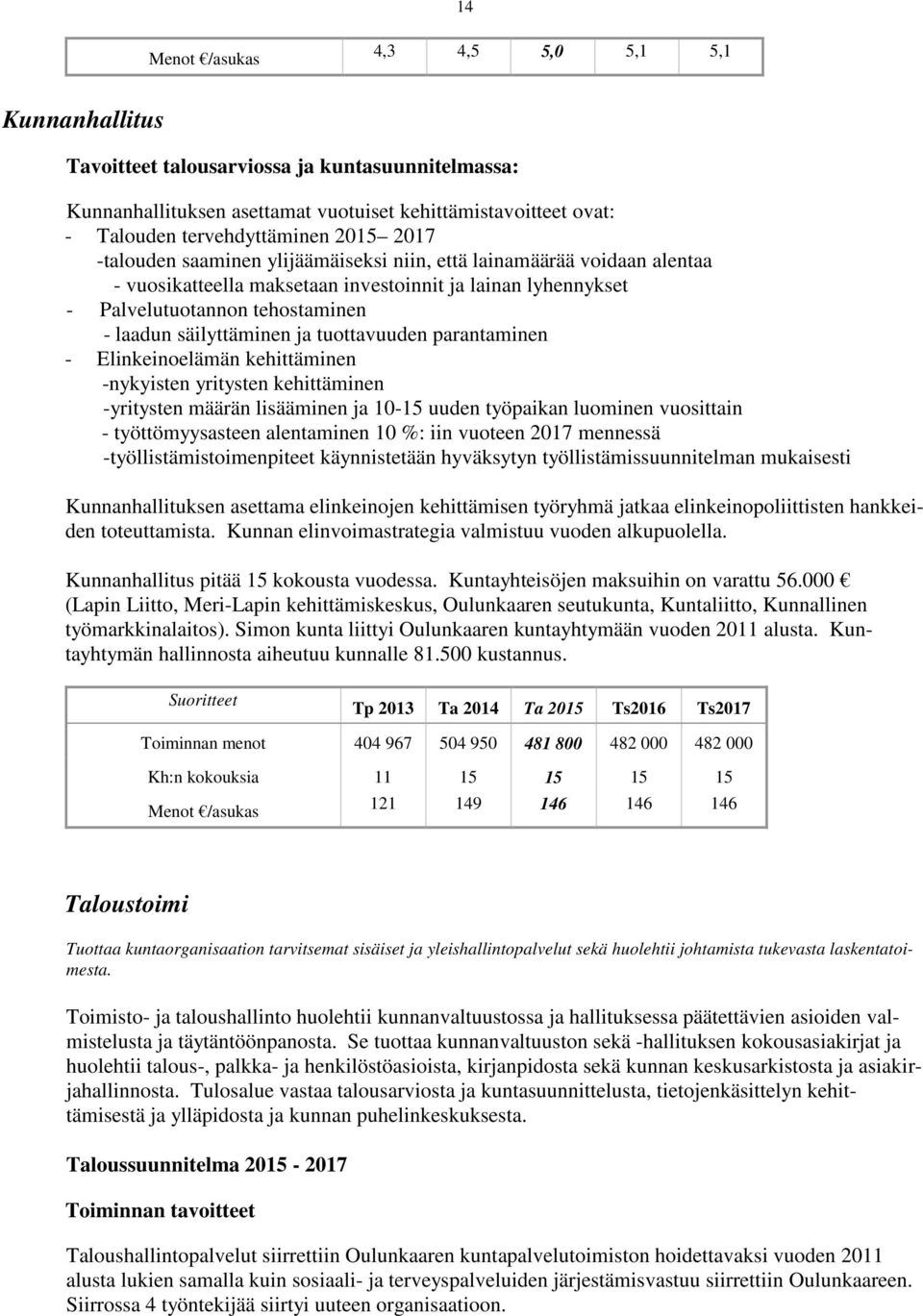 tuottavuuden parantaminen - Elinkeinoelämän kehittäminen -nykyisten yritysten kehittäminen -yritysten määrän lisääminen ja 10-15 uuden työpaikan luominen vuosittain - työttömyysasteen alentaminen 10