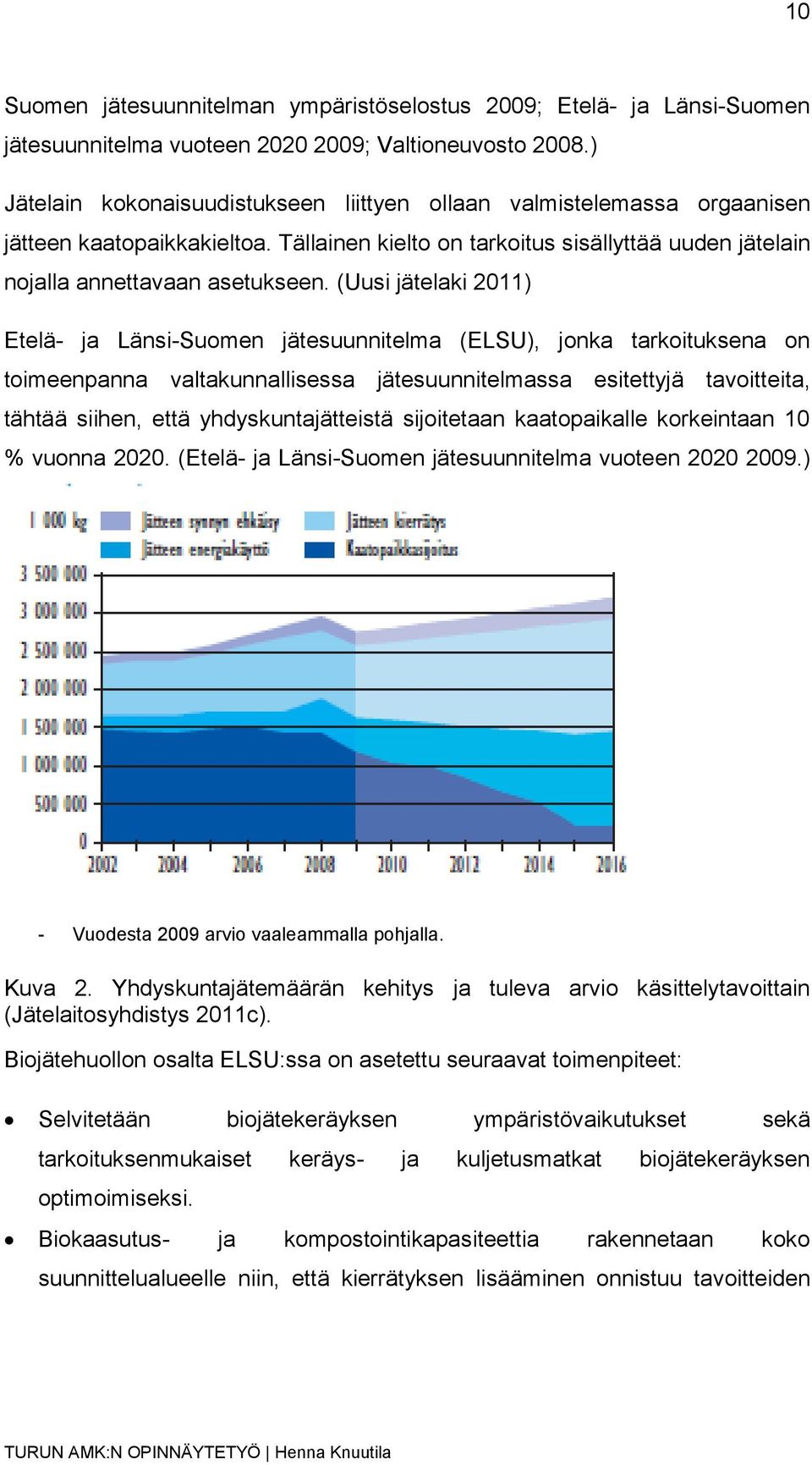 (Uusi jätelaki 2011) Etelä- ja Länsi-Suomen jätesuunnitelma (ELSU), jonka tarkoituksena on toimeenpanna valtakunnallisessa jätesuunnitelmassa esitettyjä tavoitteita, tähtää siihen, että