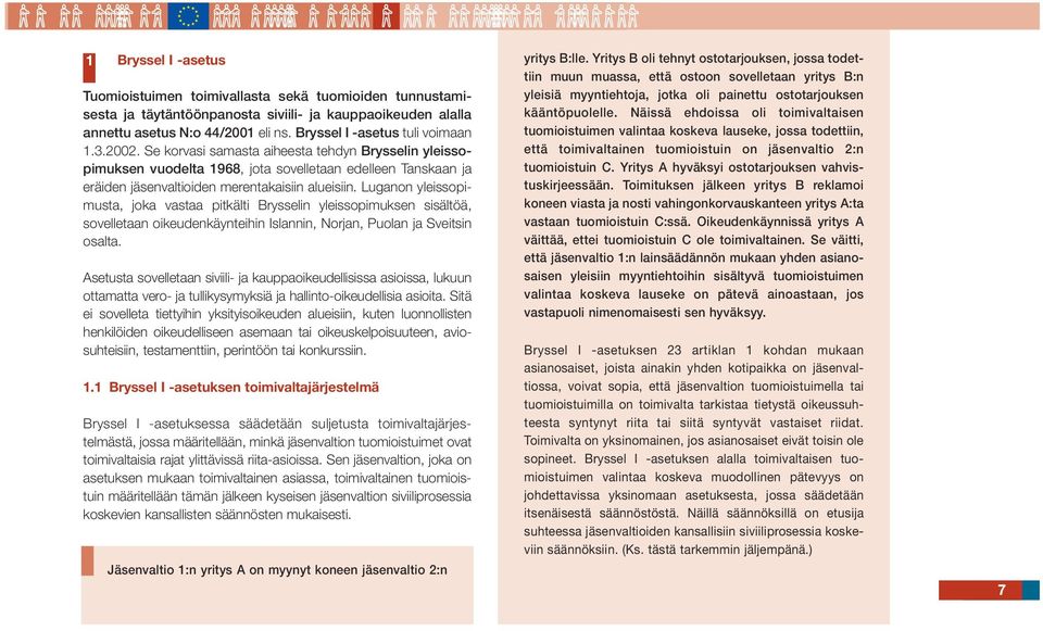 painettu ostotarjouksen ja täytäntöönpanosta siviili- ja kauppaoikeuden alalla kääntöpuolelle. Näissä ehdoissa oli toimivaltaisen annettu asetus N:o 44/2001 eli ns. Bryssel I -asetus tuli voimaan 1.3.