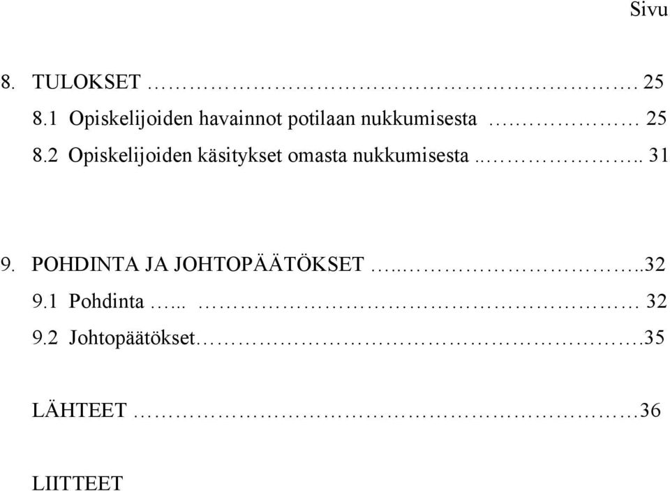 2 Opiskelijoiden käsitykset omasta nukkumisesta.... 31 9.