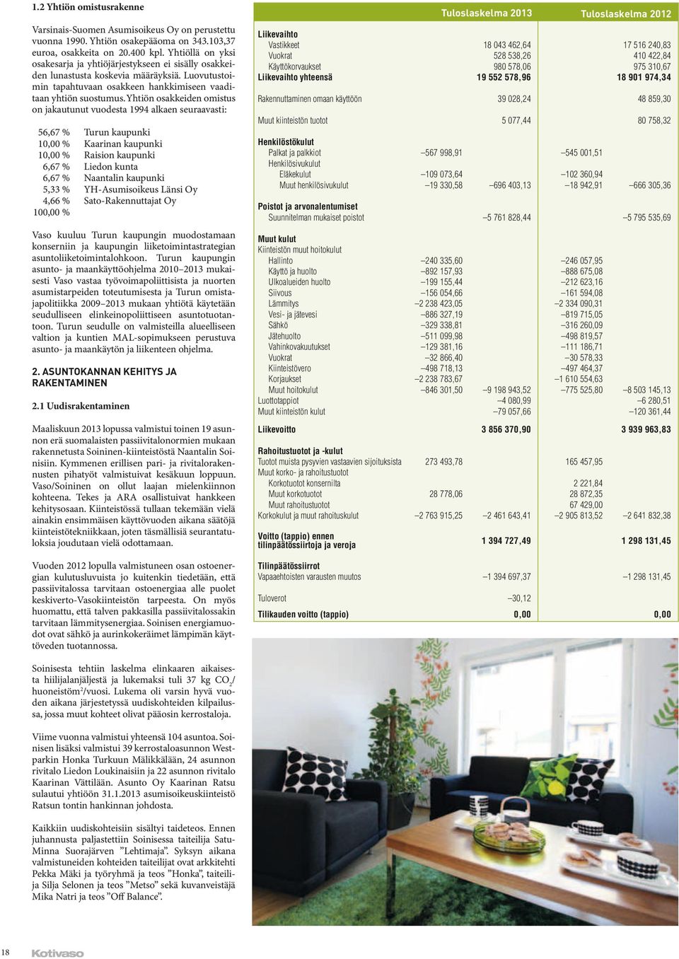 Yhtiön osakkeiden omistus on jakautunut vuodesta 1994 alkaen seuraavasti: 56,67 % Turun kaupunki 10,00 % Kaarinan kaupunki 10,00 % Raision kaupunki 6,67 % Liedon kunta 6,67 % Naantalin kaupunki 5,33
